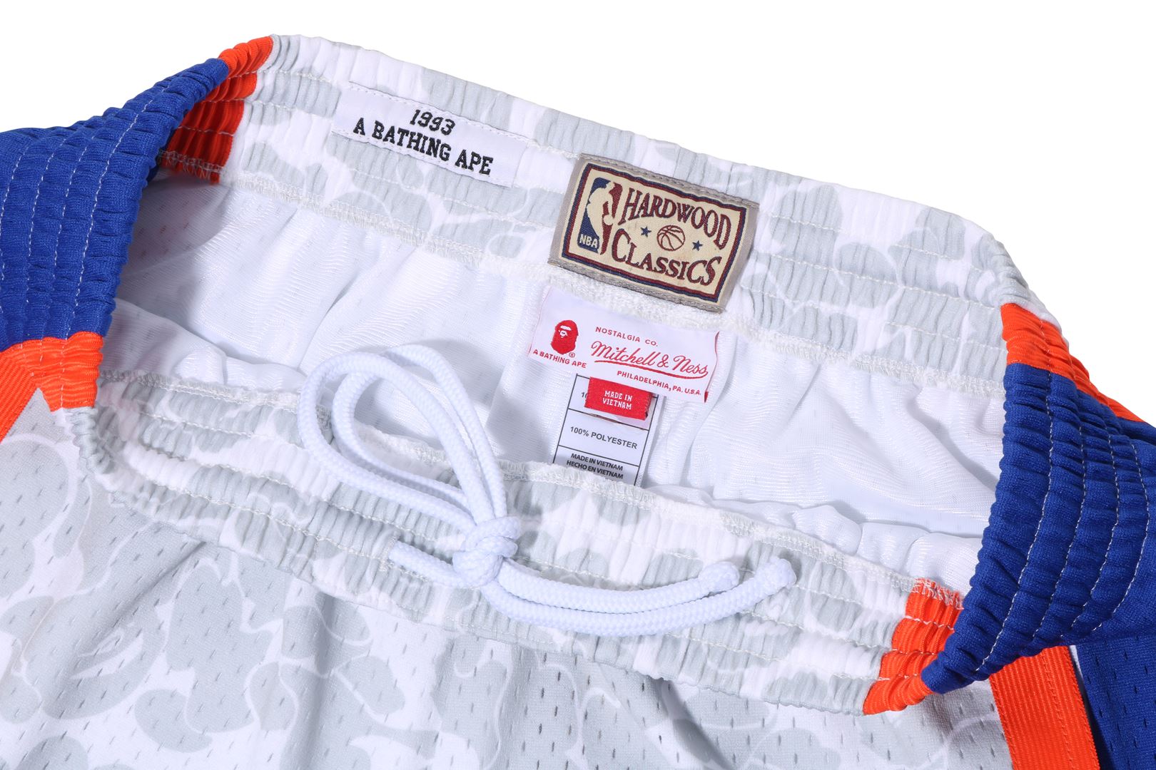 BAPEÂ® X MITCHELL & NESS NEW YORK KNICKS JERSEY SHORTS